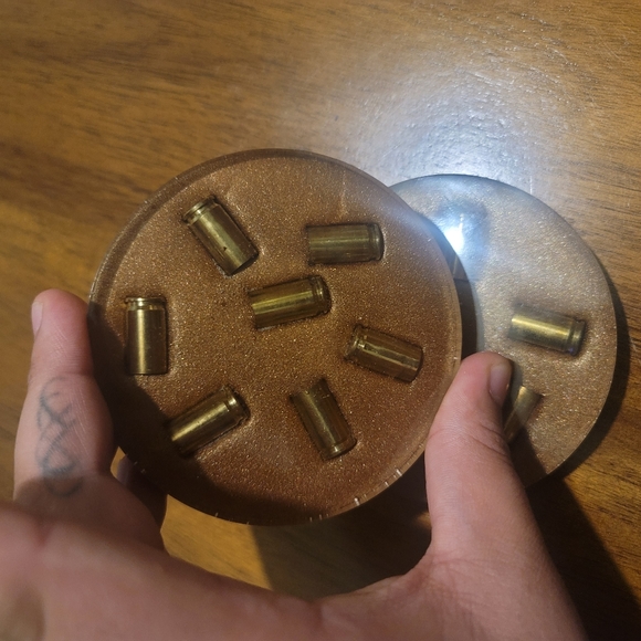 Resin coaster made from real 9mm shells bullet pack of 2 - Picture 7 of 10